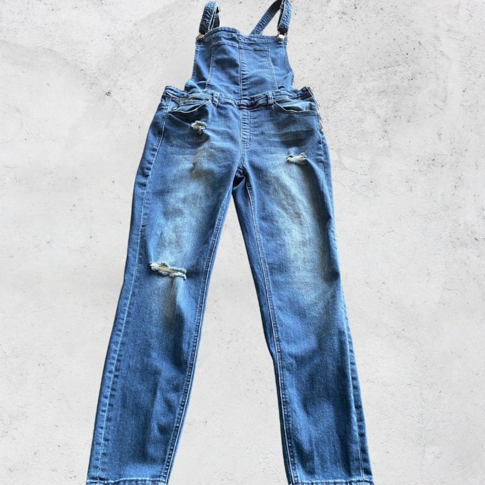 KanCan Overalls Large Jean Stretch Blue Oakland High Rise bibs boho festival